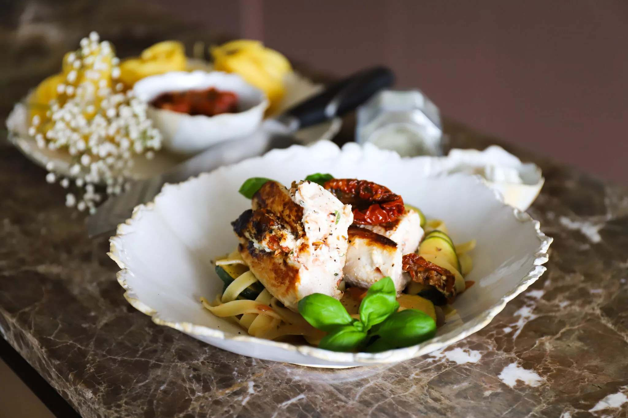 Stuffed Chicken Breast on Zucchini Tagliatelle Recipe | Tyrolit Life