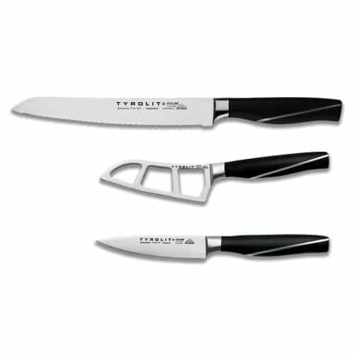 Tyrolit Life Iceline knife set snack pack with bread knife, cheese knife, and paring knife